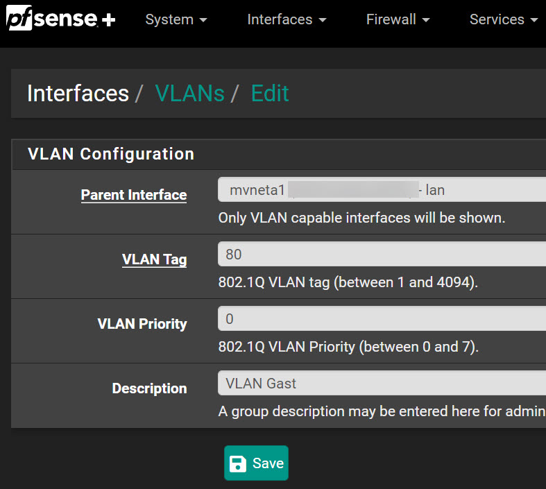Blog Pfsense VLAN Interface erstellen