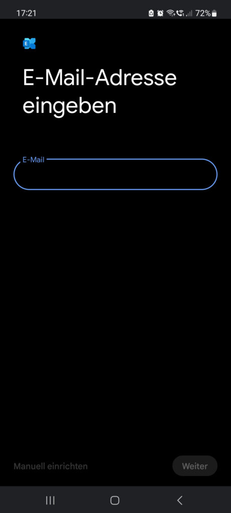 Android Exchange Konto hinzufügen